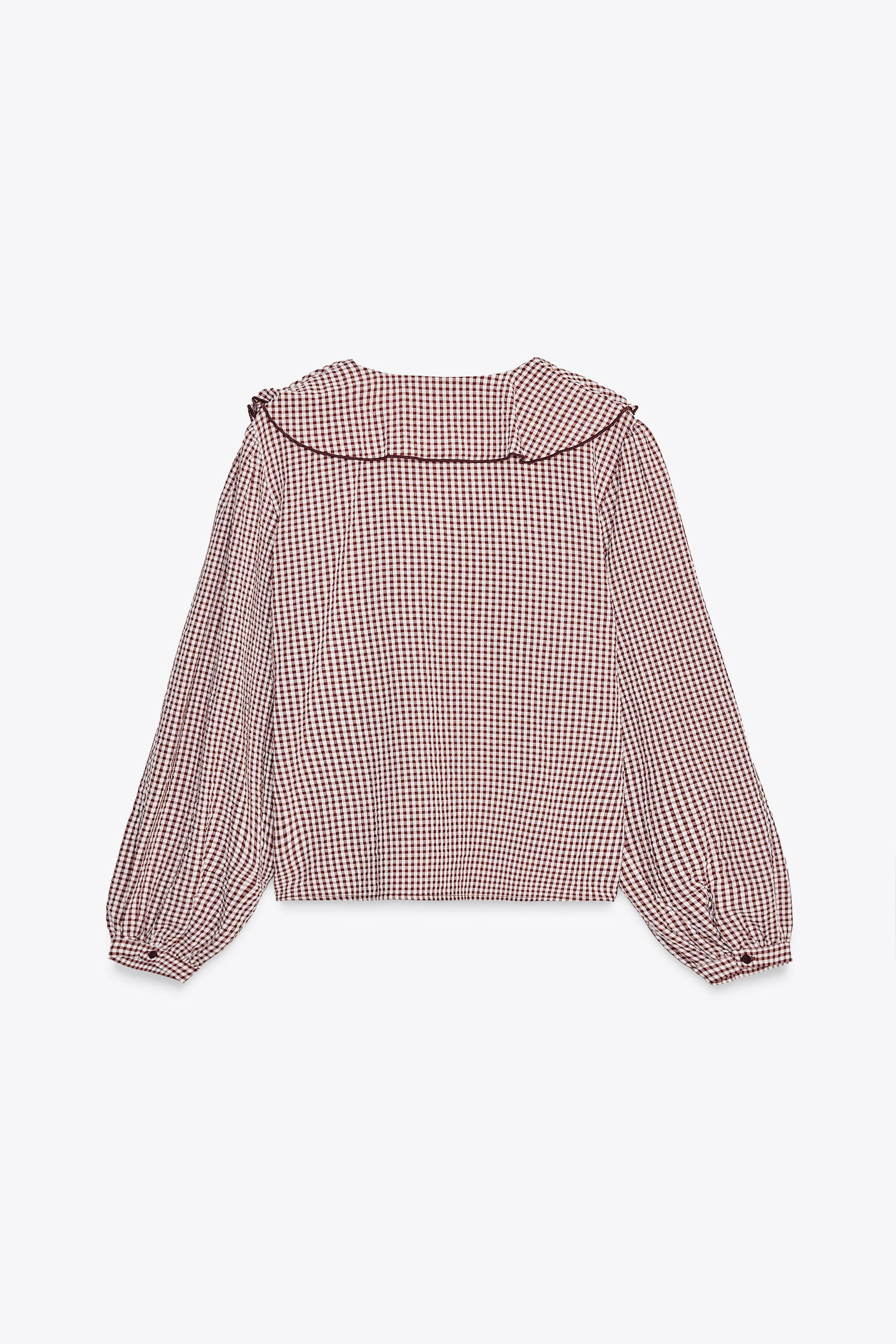 RUFFLED GINGHAM BLOUSE | Zara US