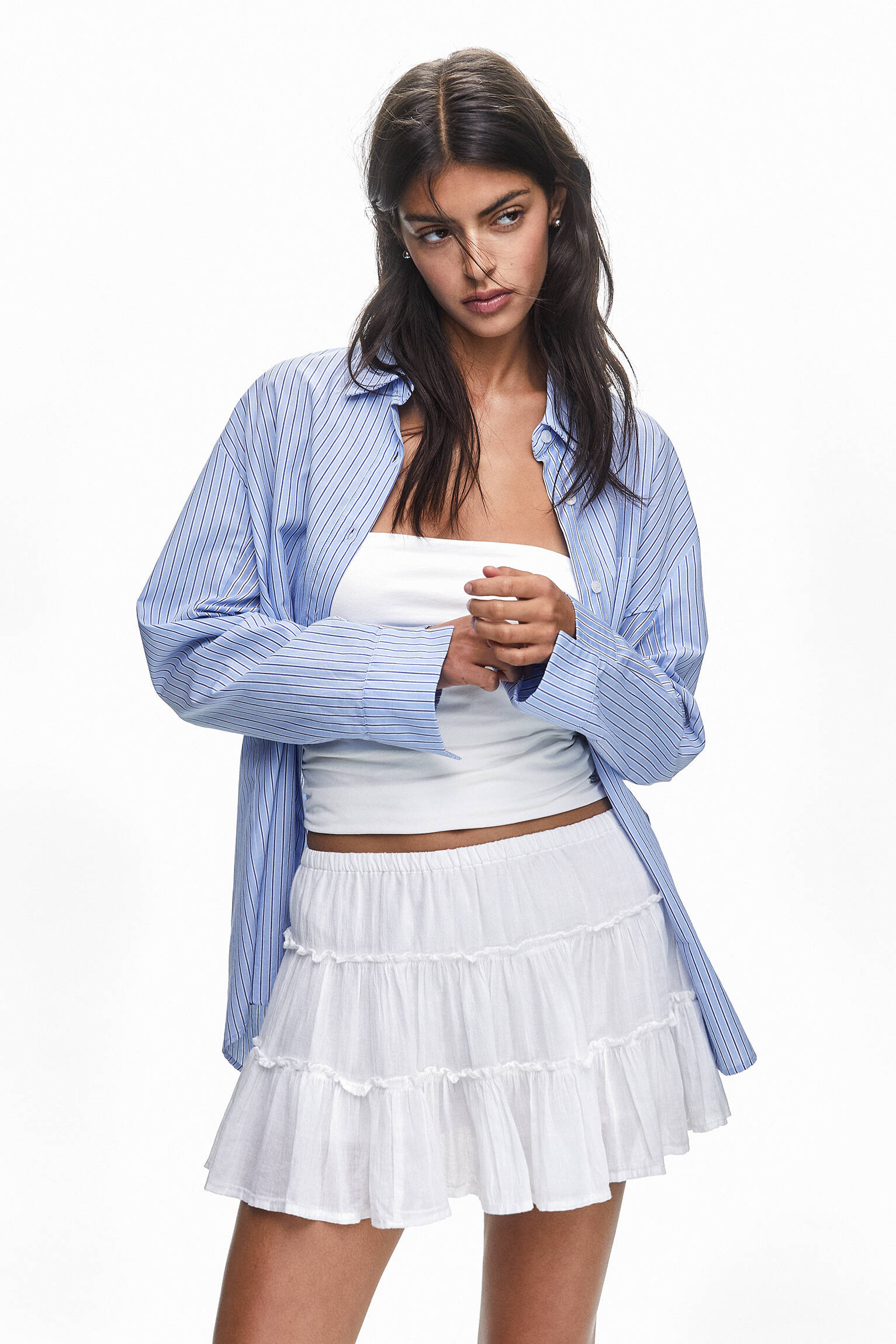 Rustic mini skirt with ruffles - pull&bear | PULL and BEAR UK