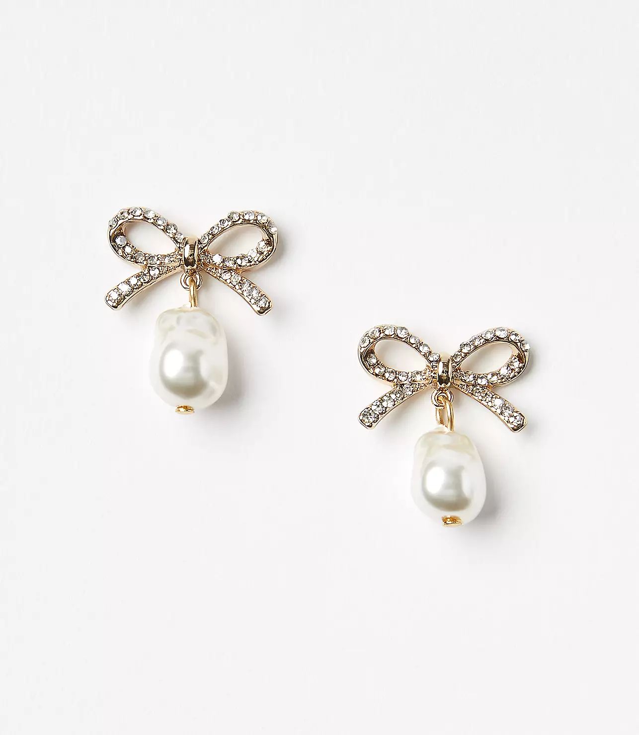 Pearlized Bow Drop Earrings | LOFT