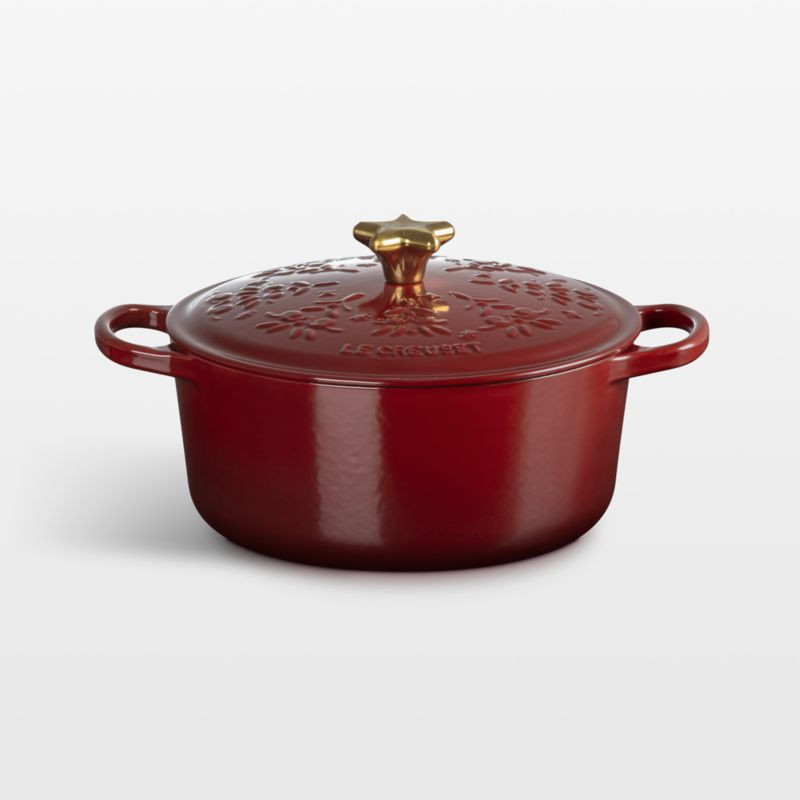 Le Creuset ® Signature 4.5-Qt. Garnet Tree Embossed Enameled Cast Iron Dutch Oven | Crate & Barrel