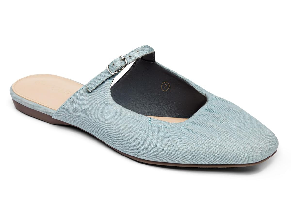 Coutgo Womens Mules Mary Jane Flats Closed Toe Pleated Slip on Shoes Dressy Casual Slides | Amazon (US)