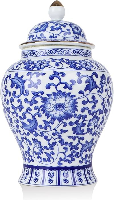 Chinoiserie Blue White Ginger Jars,7.6" Ceramic Decorative Ginger Jar With Lid,Porcelain Vases De... | Amazon (US)