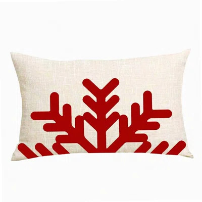 Winter Wonderland Snowflake Decorative Lumbar Pillow Cover - Red Big Snowflake Home Sofa Chair Bed Decoration - Cotton Linen Throw Pillow Case - 12 In | Wayfair North America