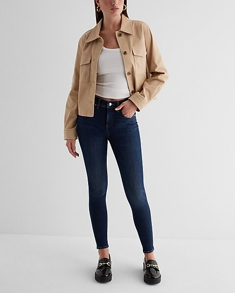 Mid Rise Dark Wash Skinny Jeans | Express