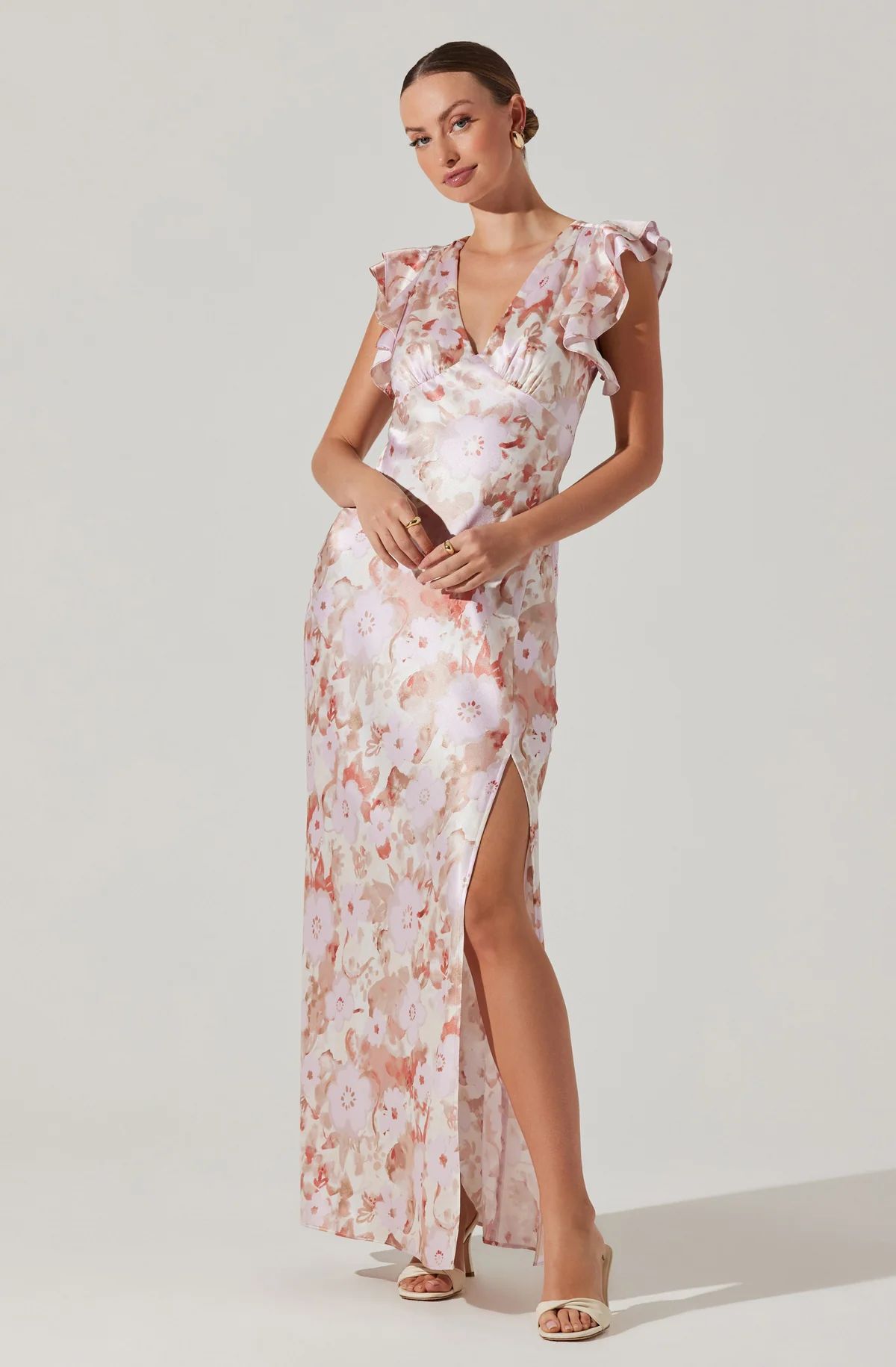 Satin Flutter Sleeve Maxi Dress | ASTR The Label (US)