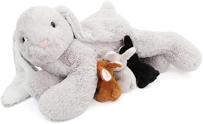 BENINY Giant Easter Bunny Stuffed Animals - Mother & Child Bunny Rabbit Plush - 3 Babies Stuffed ... | Amazon (US)