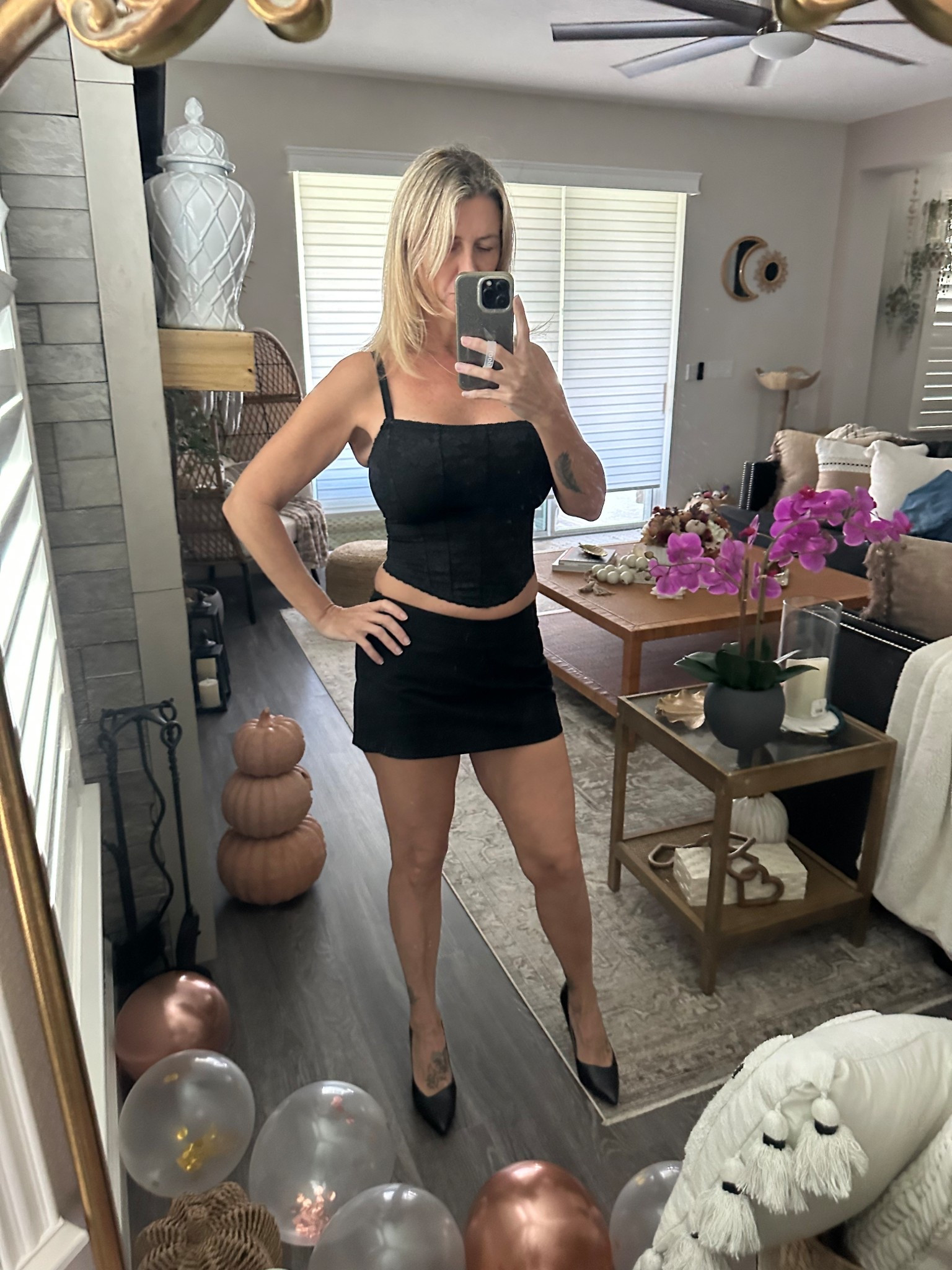 My youngest ordered this skirt and she didn’t like it so did a try on felt so young and half naked but for 48 not bad. Love this top got on sale love and fits me so good the heels are so comfy #skirt #clubfit #bustier #miniskirt #singlestyle #over40

#LTKSeasonal #LTKOver40 #LTKStyleTip