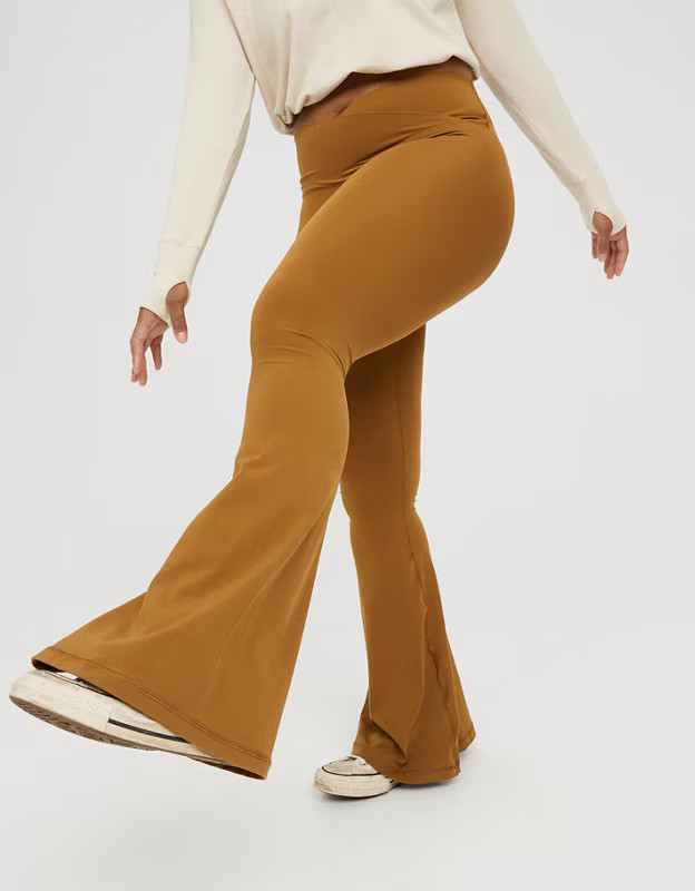 OFFLINE By Aerie Real Me High Waisted Crossover Super Flare Legging | American Eagle Outfitters (US & CA)