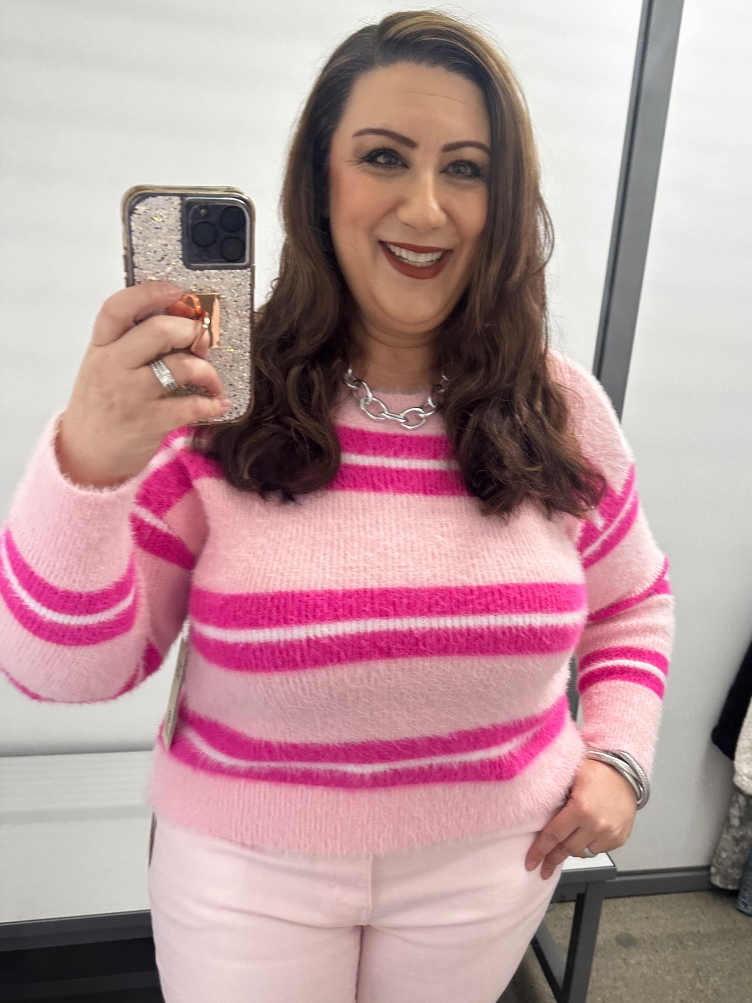 Obsessed with this pink on pink. The dark contrasting stripe breaks up the monochromatic colors in a such a classy but minimalist way.

Comment “ pretty pink” for the 🔗 or check my LTK @StylingCurves

For ref I’m a size 16/18, 5’4 & 215pds.
I’m wearing a size 12-14 in the stretchy pink jeans & sweater 💕



#pinkjeans #pinksweater #pinkstripesweater #valentinesdayoutfit #valentinesday #valentinesdayootd #valentinesdaystyle #valentinesdayfashion #monochromaticootd #size18 #size16 #size14 #size12 #size20 #size10 #pearshape #rectangleshape #hourglassshape #midsize #midsizestyle #midsizefashion #plussizefashion #plussize #plussizestyle #over40style #over50style #over50fashion #over40fashion #curvyfashion #curvystyle #StylingCurves #styleinspo #outfitinspo #shopwithme 
#affordableclothes #affordablefashion #budgetfriendly #affordable 


#walmartstyle #walmartfashion 
#walmartfinds #walmarthaul 
#walmart #walmartoutfit

#LTKootd #LTKSeasonal #LTKOver40