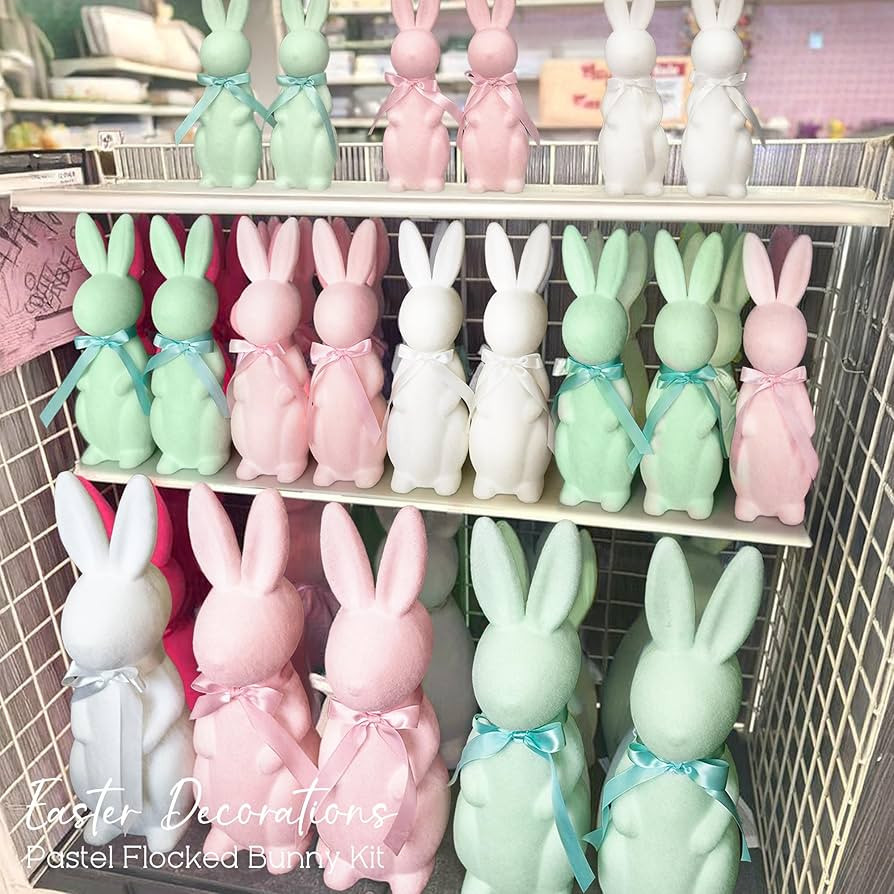Easter Decorations - Green Flocked Easter Bunny Decor - Spring Tables Decoration Centerpieces Ind... | Amazon (US)