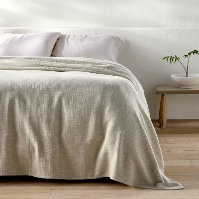 King Cotton Slub Blanket Light Olive Green - Casaluna™ | Target