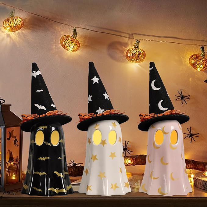 DAZONGE Ghost Halloween Decor, Set of 3 Ceramic Halloween Ghost Decorations Indoor, Ghost Decor w... | Amazon (CA)