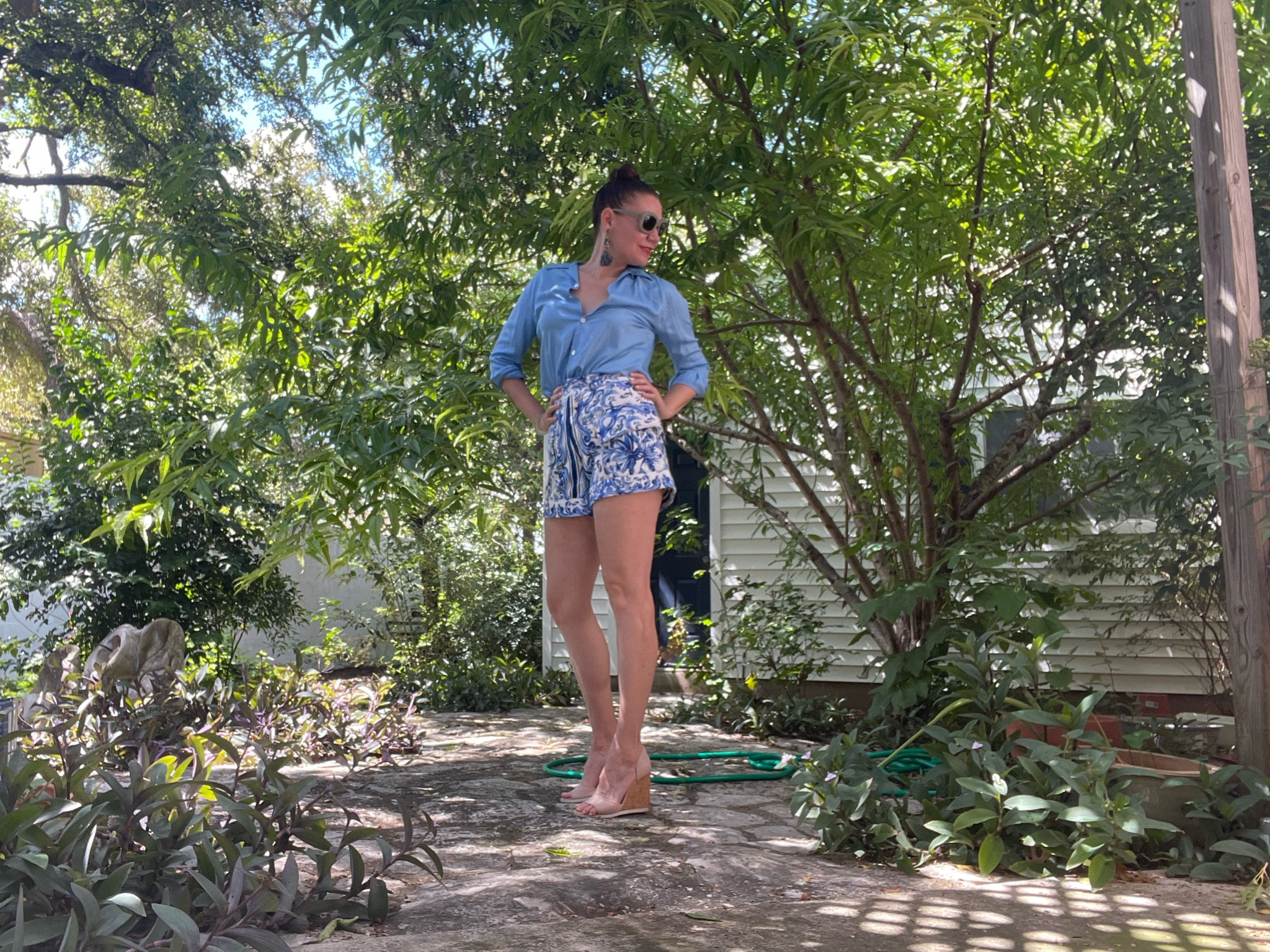 Always get nervous in shorts - but for what? It’s hot. Let’s revel in shorts - even if your grandma told you knees (in general - not yours! are ugly 😉) 

Also- both shirt and shorts are on sale! Check for the promo codes!) #investmentpiece 

#LTKStyleTip #LTKOver40 #LTKSeasonal