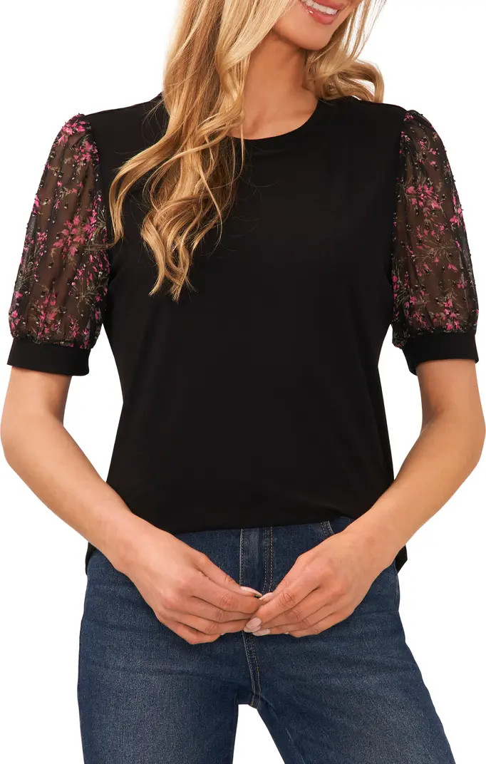 Mixed Media Puff Sleeve Top | Nordstrom