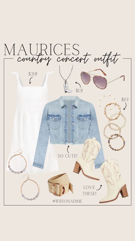 Country concert outfit inspo from Maurices! Obsessed with this look! 🤠 

Fashion, fashion finds, fashion favorites, spring fashion, summer fashion, denim jacket, cropped denim jacket, white dress, sunglasses, aviators, beaded bracelet, beaded earrings, hoop earrings, belt, cowboy boots, cowgirl boots, necklace, concert, concert outfit, concert outfit inspo, country concert, country concert outfit, summer dress, spring dress, spring accessories, summer accessories, babydoll dress, western boot, drop earring, western boot necklace, cowgirl boot necklace, cowboy boot necklace, tortoise belt, stretch belt, outfit inspo, outfit inspiration, maurices finds, maurices favorites, maurices inspiration

#LTKFind #LTKFestival #LTKfit