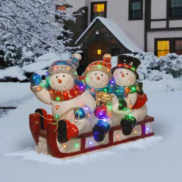 Sledding 3 Snowmen Christmas Decoration | Wayfair North America