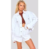 White Classic Oversized Denim Jacket | PrettyLittleThing US