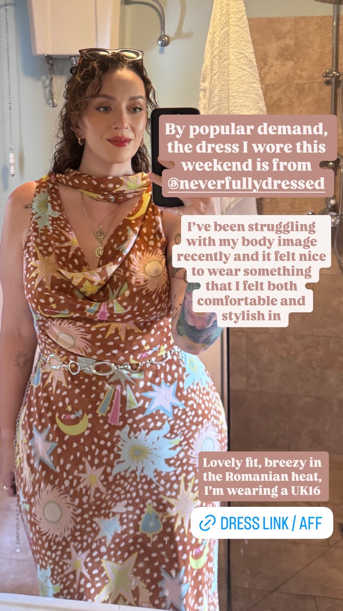 By popular demand, the dress I wore this weekend is from @neverfullydressed  Lovely fit, breezy in the Romanian heat, I’m wearing a UK16 I’ve been struggling with my body image recently and it felt nice to wear something that I felt both comfortable and stylish in!

#LTKFashionMonth #LTKmidsize #LTKdresses