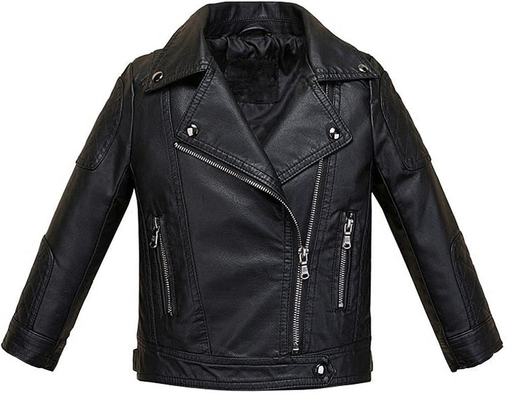 LJYH Boys Girls Fashion PU Leather Jacket Kids Zipper Coat | Amazon (US)