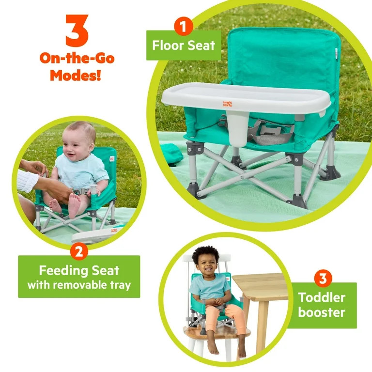 Bright Starts Pop 'N Sit Portable Baby Booster Seat, Teal, Infant to Toddler | Walmart (US)