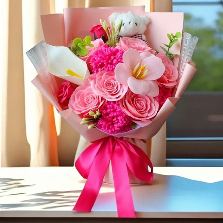 Valentines Day Artificial Rose Bouquet Soap Flower Petals Valentine Day Gifts,Valentine's Day Art... | Walmart (US)