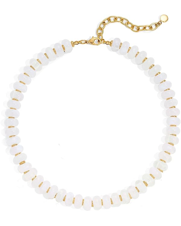 Colorful Beaded Statement Necklace for Women, 14mm Chunky Rondelle Beads, Gold Plated Adjustable ... | Amazon (US)