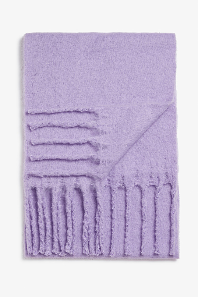 Recycled polyester purple tassel scarf | Monki