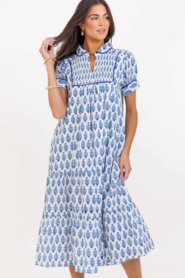 Lucky To Be Here Blue Medallion Midi Dress | The Mint Julep Boutique