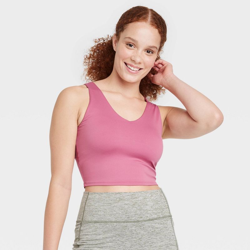 Women's Light Support V-Neck Cropped Sports Bra - All in Motion™ | Target