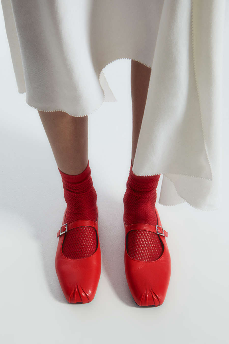 PLEATED LEATHER MARY-JANE BALLET FLATS | COS UK