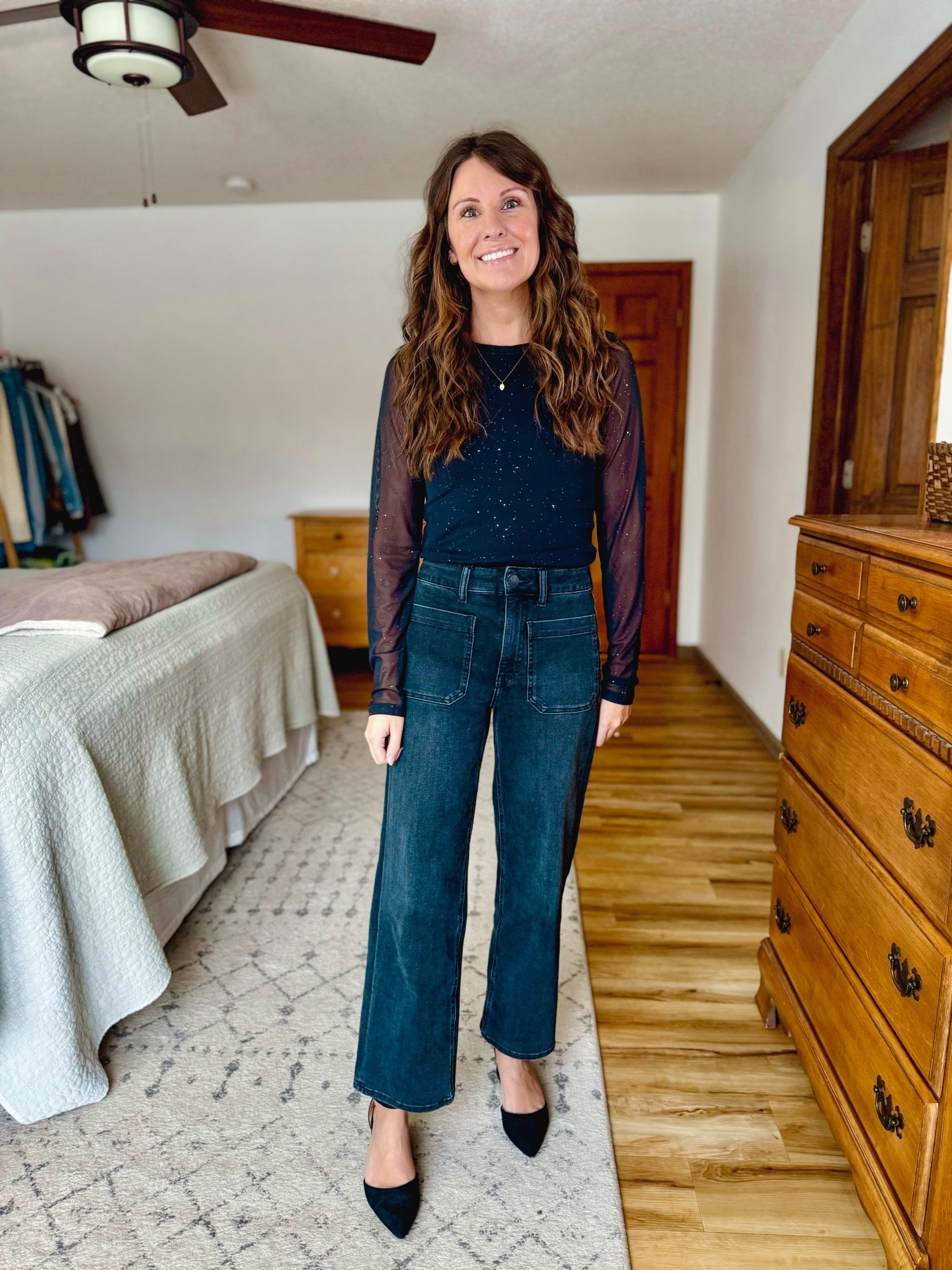 Wearing small in my tank, small in my sparkly sheer top, 24 in the 26” inseam in my jeans and my shoes are older so I linked similar (could also wear boots—linked some too!) 

#LTKPetite #LTKHoliday #LTKFindsUnder50