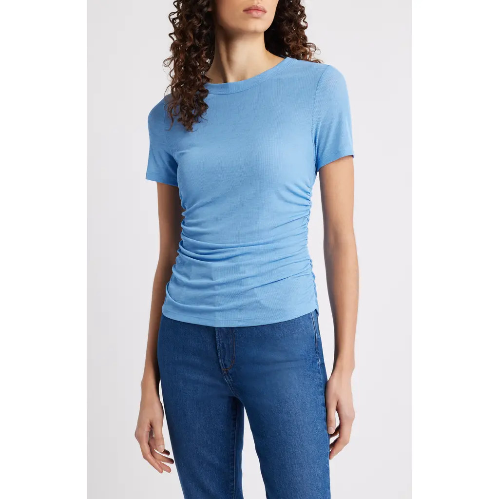 Veronica Beard Remus Ruched T-Shirt in Blue Jasper at Nordstrom, Size Medium | Nordstrom