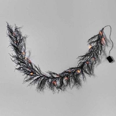 6' 20ct LED Black Glitter Garland Battery Operated Halloween String Lights with Timer - Hyde & EE... | Target