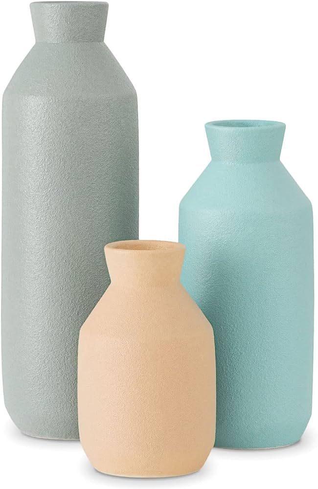 Labcosi Ceramic Vase, Colorful Flower Vase for Centerpieces, Farmhouse Vase Set for Shelf, Coffee... | Amazon (US)