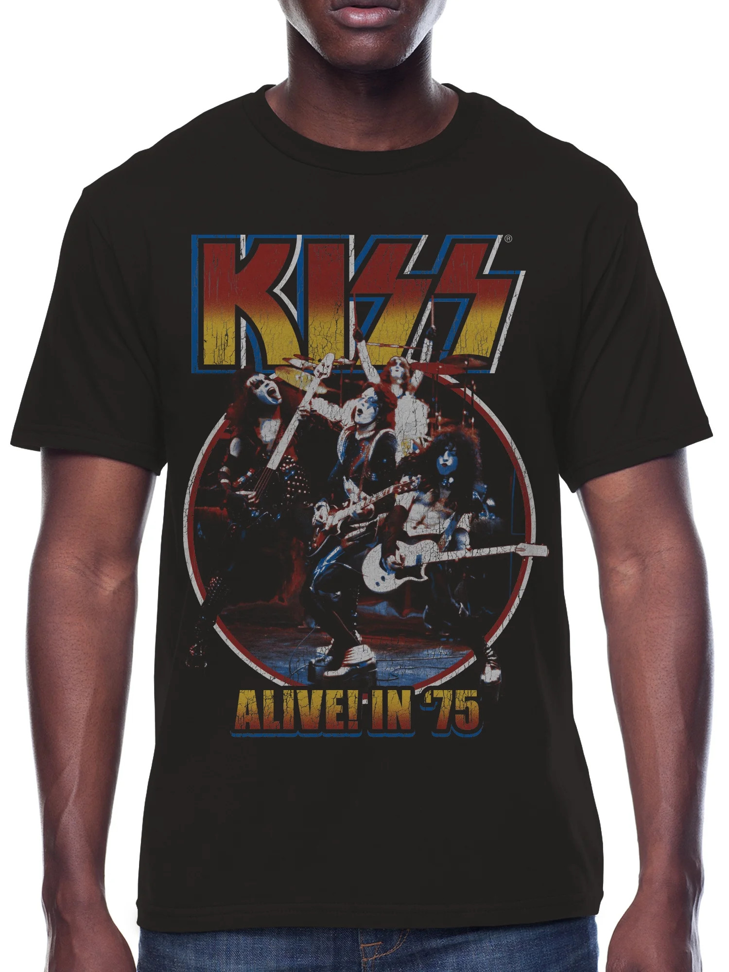 KISS, Men's Graphic Crew Neck T-Shirt, Alive In 75, Sizes S-3XL | Walmart (US)
