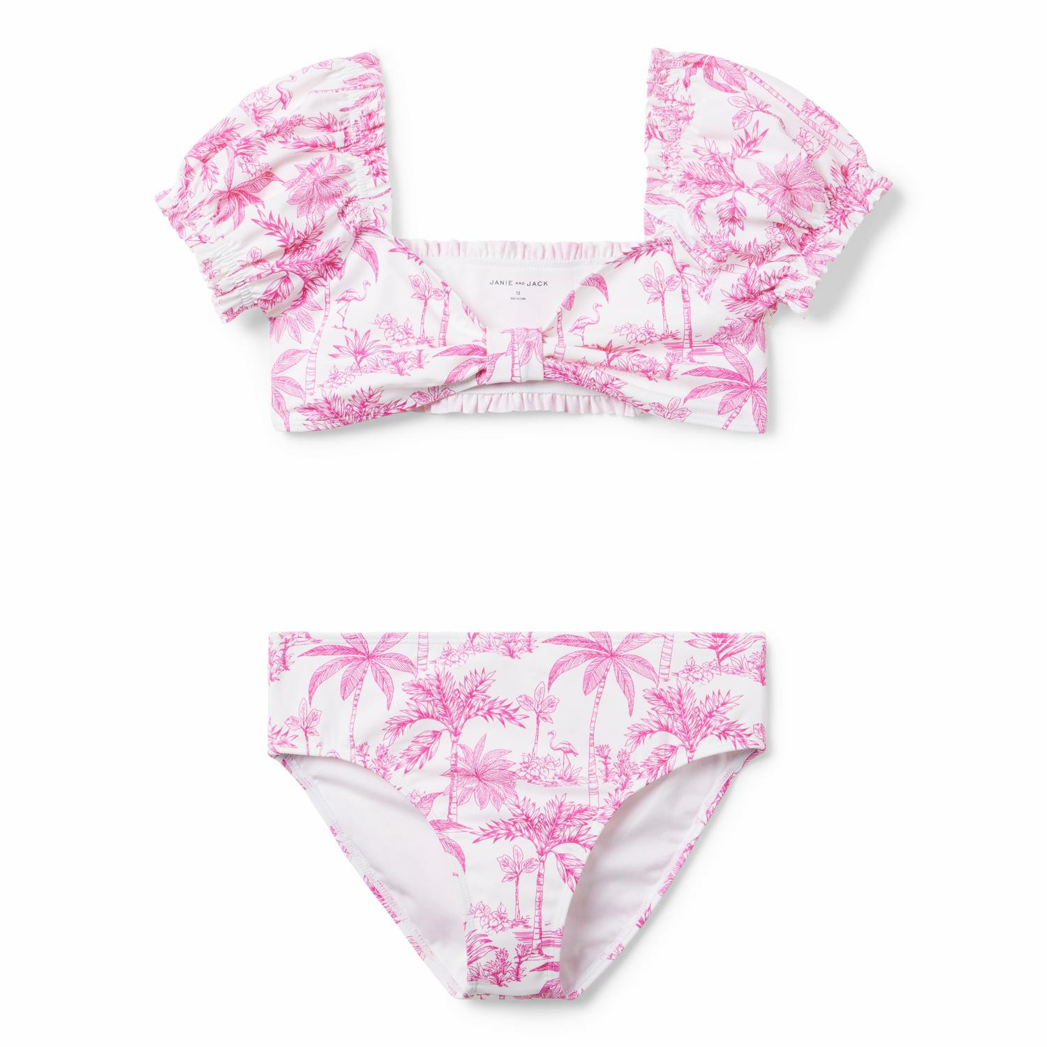Recycled Flamingo Toile Puff Sleeve 2-Piece Swimsuit | Janie and Jack