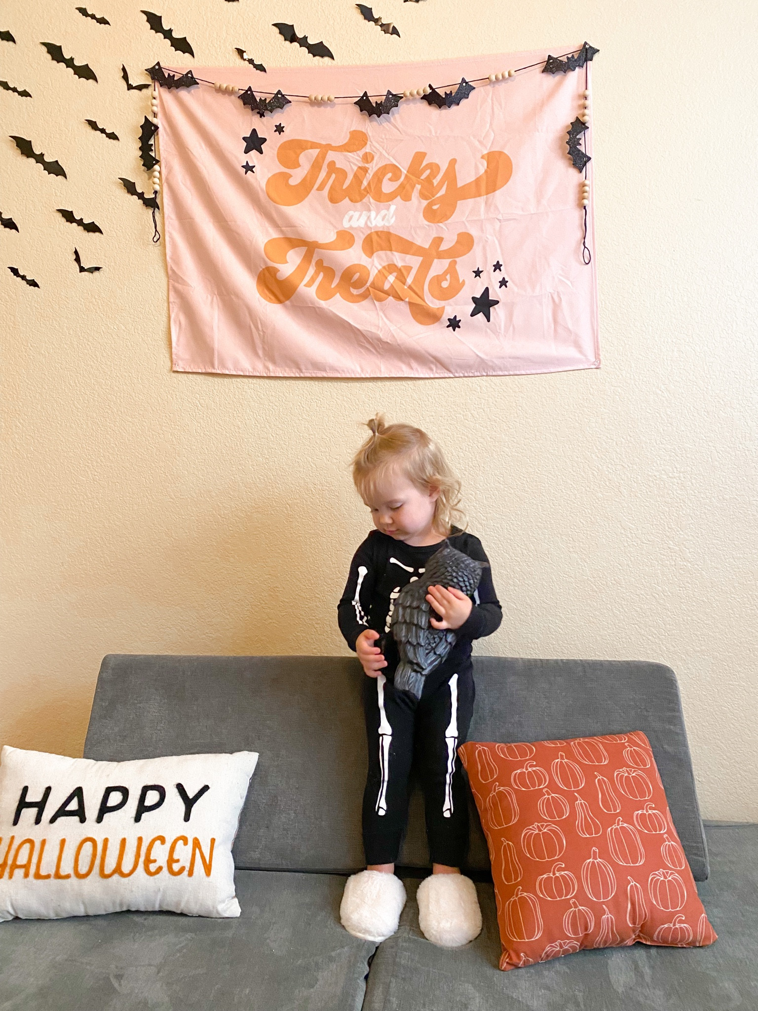 Happy Halloween pillows, hunny print banner fall bats 

#LTKHalloween #LTKSeasonal #LTKkids