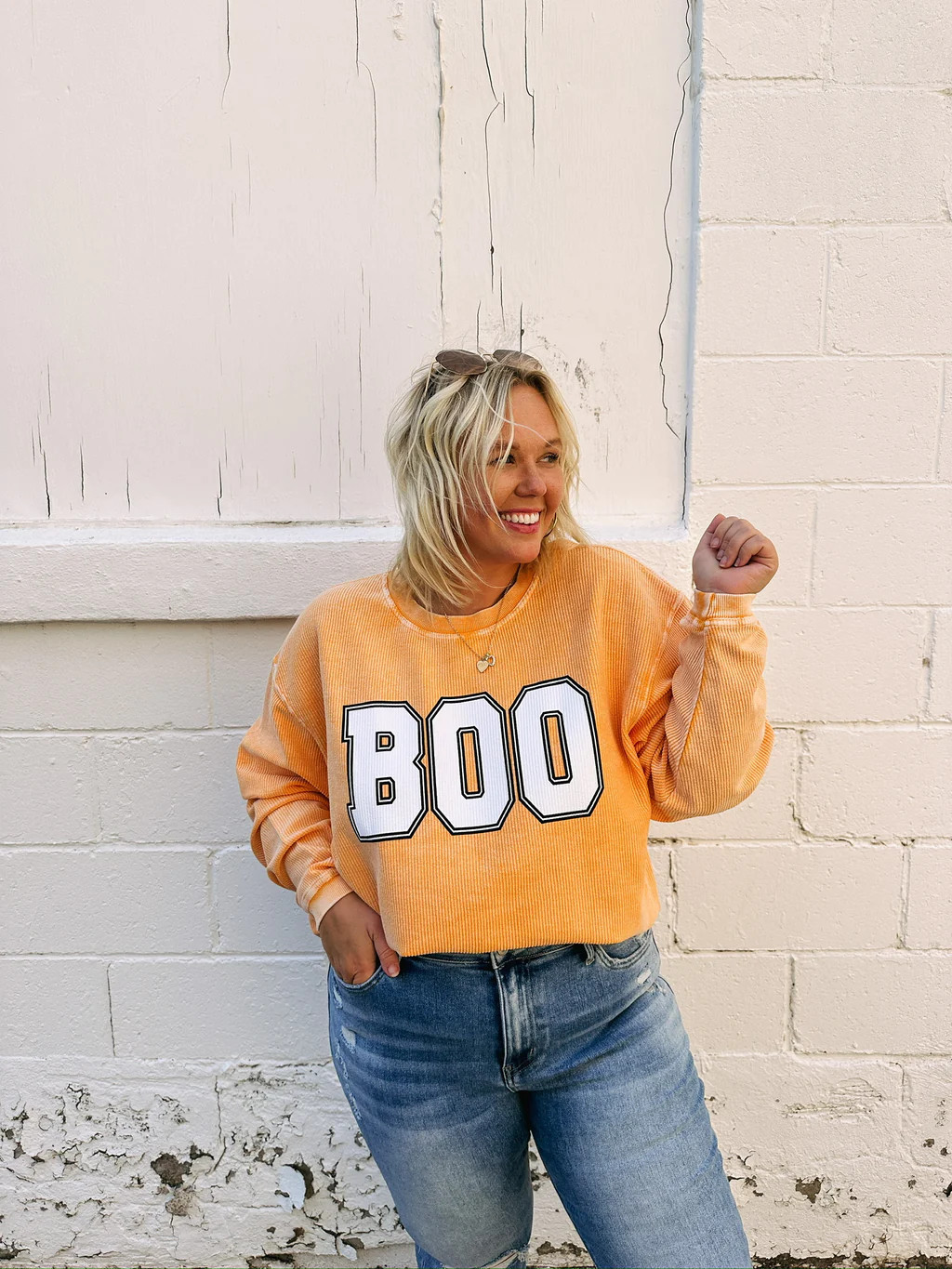 boo corded sweatshirt | Etta & East