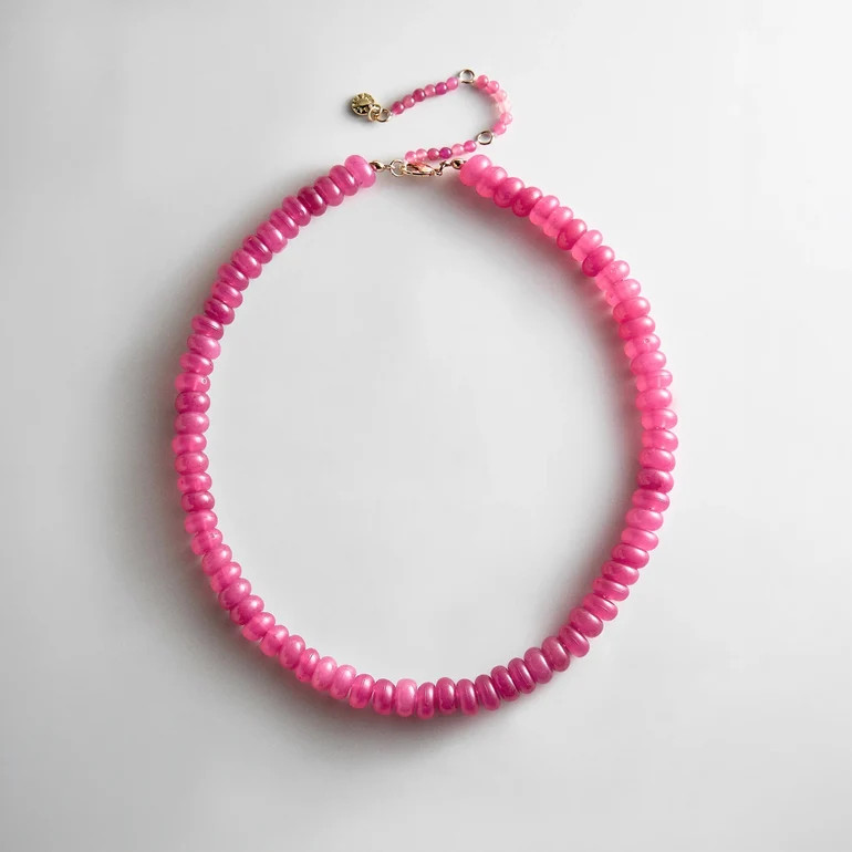 Joyce Semi-Precious Beaded Necklace - Fuchsia Agate Bead | BaubleBar