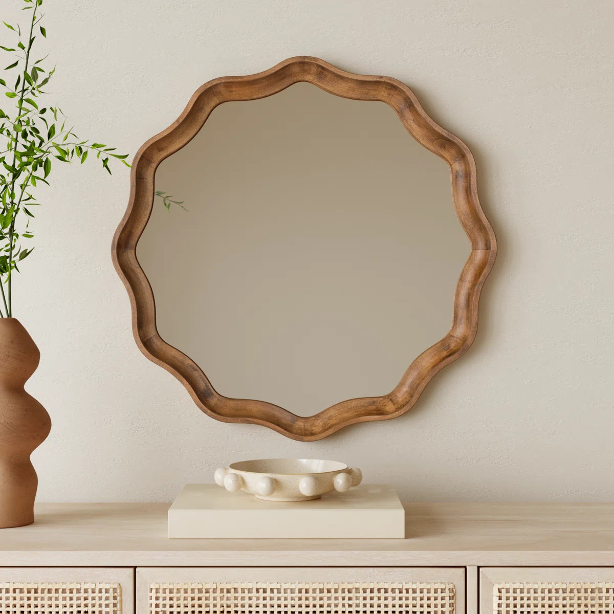 Joss & Main Round Scalloped Wooden Wall Mirror & Reviews | Wayfair | Wayfair North America