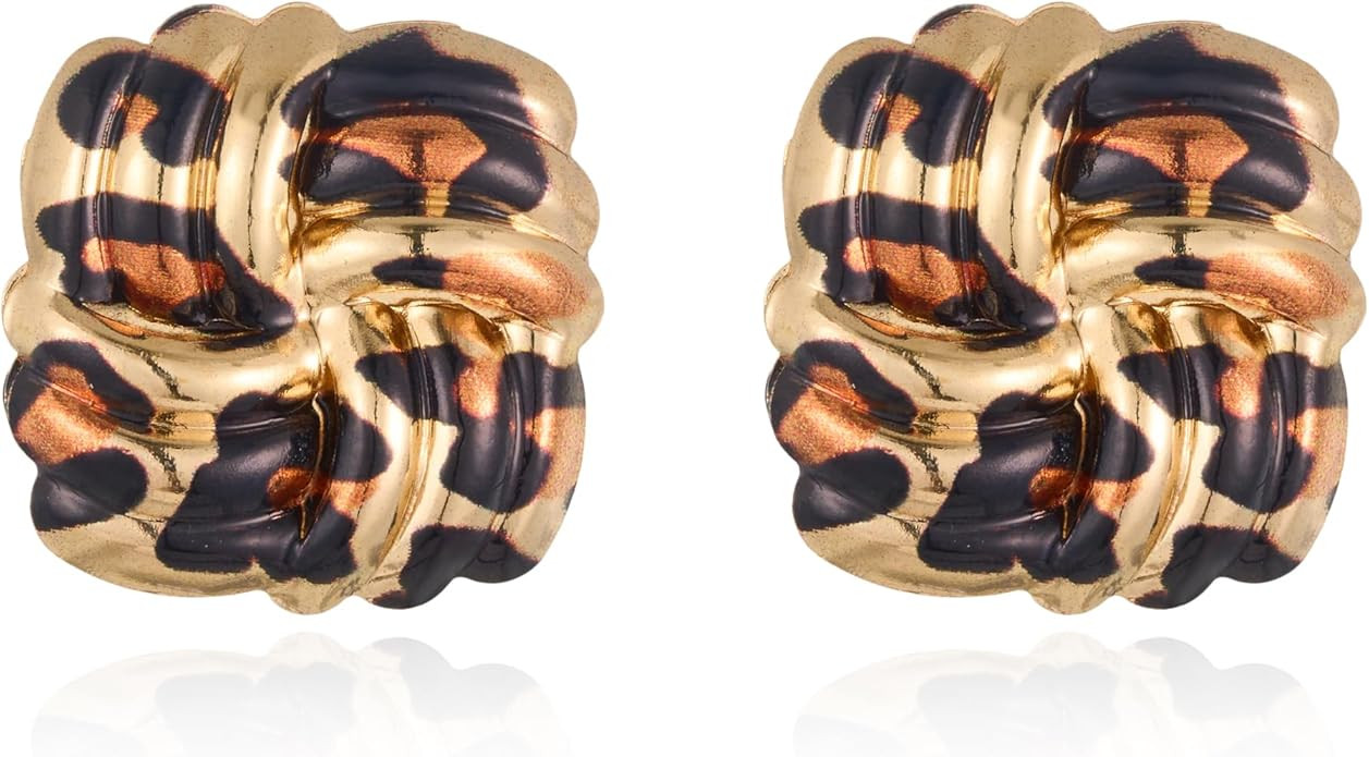 Dr's gift Gold Plated Leopard Print Earrings for Women Vintage Geometric Animal Print Statement E... | Amazon (US)