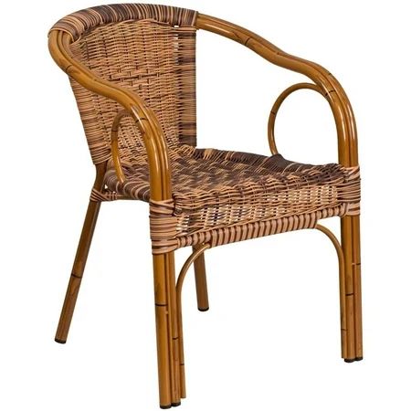 Flash Furniture Cadiz Rattan Patio Dining Arm Chair in Burning Brown (Set of 3) | Walmart (US)