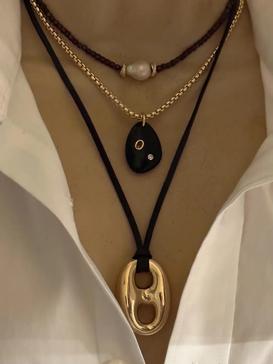 Equestrian Necklace/onyx/baroque Pearl Garnet Beaded Necklace - Etsy | Etsy (US)