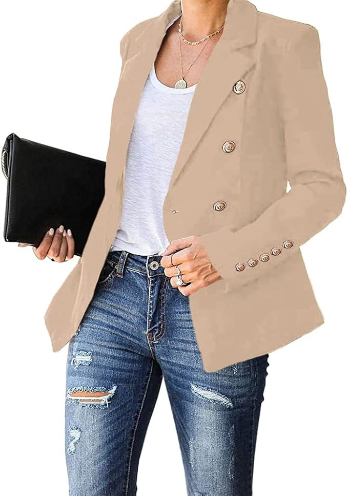 Cicy Bell Women's Long Sleeve Casual Blazer Work Office Button Open Front Jacket Suit | Amazon (US)