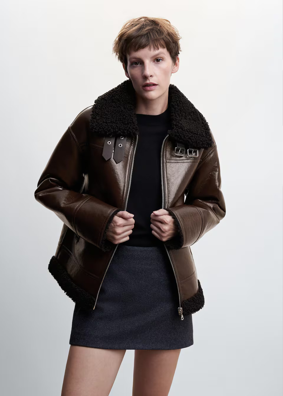 Faux shearling-lined jacket -  Women | Mango USA | MANGO (US)