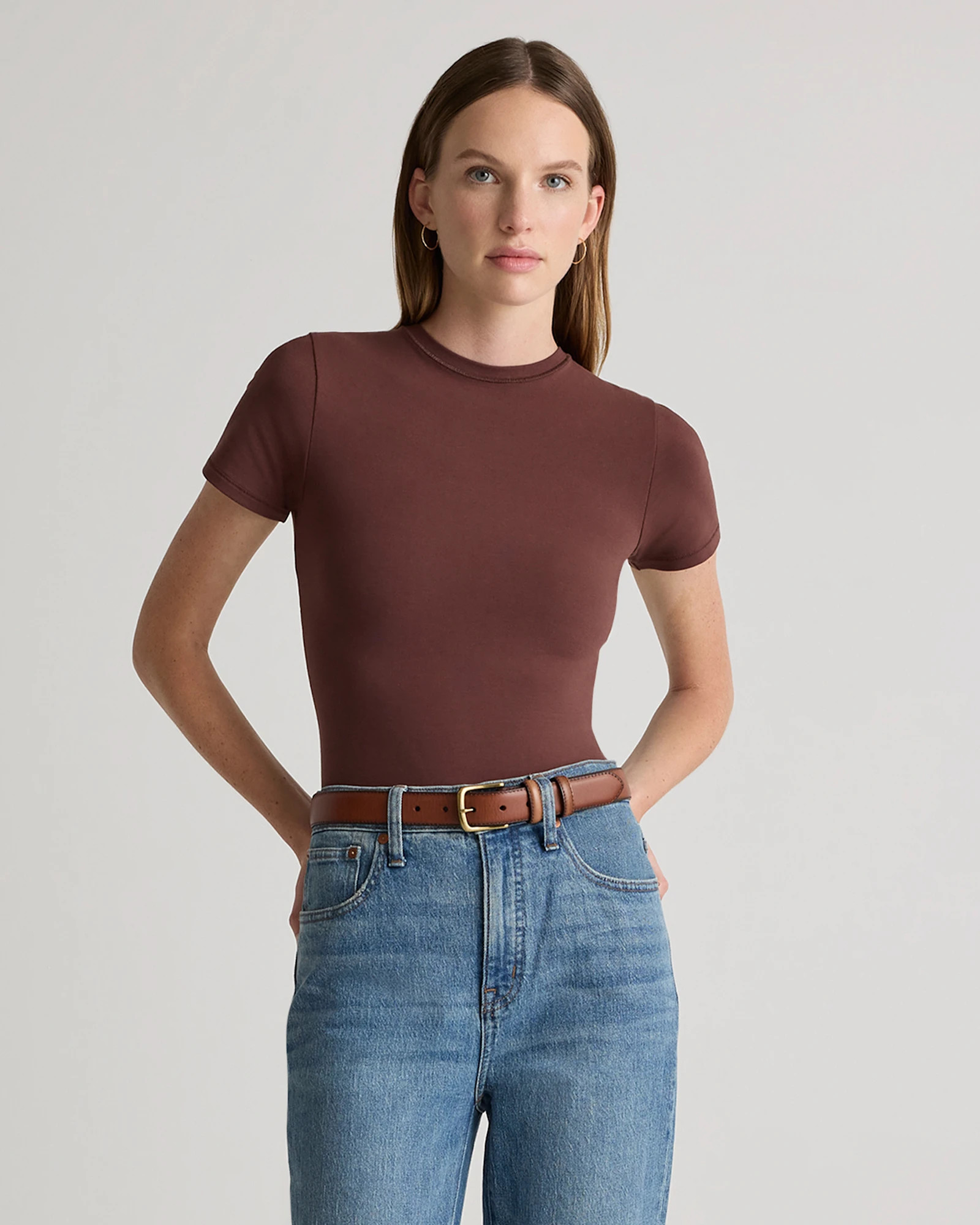 Quince | Women's Stretch Cotton Jersey Fitted T-Shirt in Soft White, Size XS, Organic Cotton | Quince