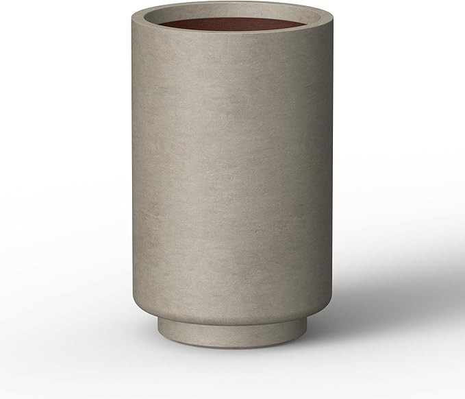 Kante 15.7 Inch Tall Concrete Planter, Round Pedestal Design Garden Pot for Indoor Outdoor Plants... | Amazon (US)