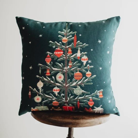 Green Nordic Pine Christmas Tree  Pillow Cover  Personalized - Etsy | Etsy (US)