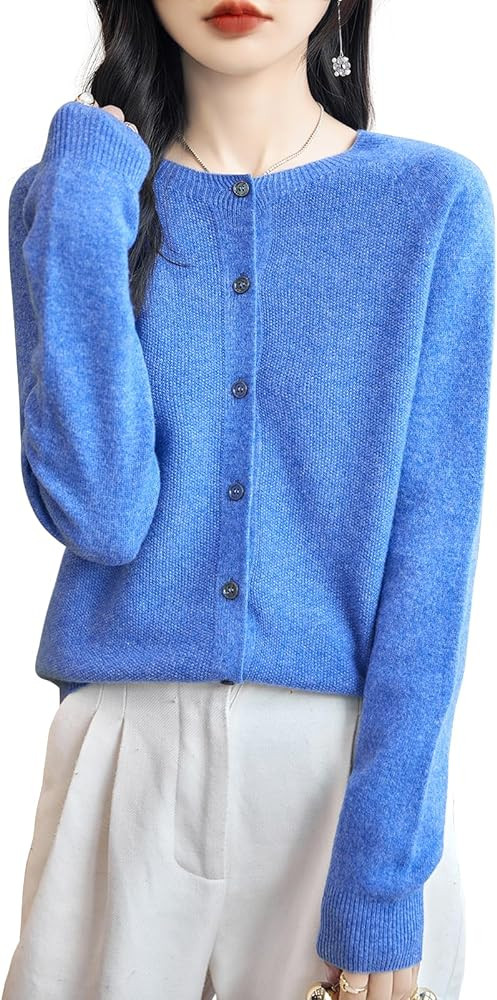 Chanyarn Women's Crewneck 100% Merino Wool Sweater 2025 Spring Fall Solid Long Sleeve Seamless Kn... | Amazon (US)