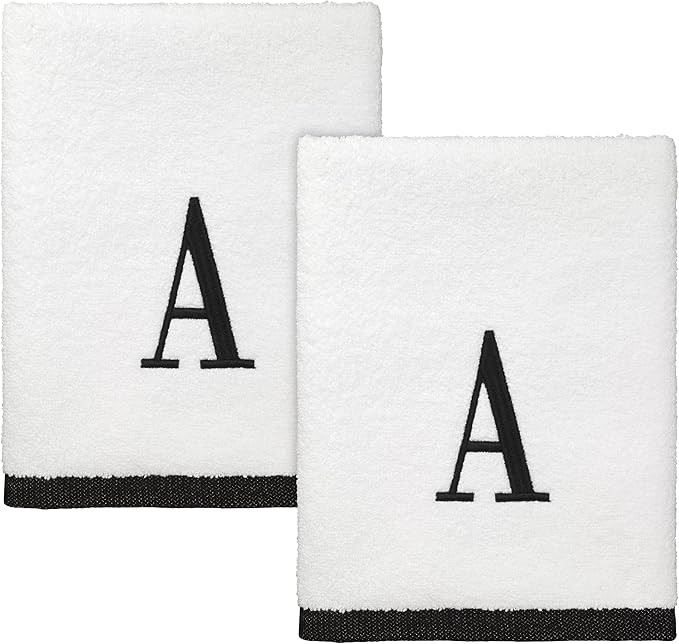 Avanti Linens - Hand Towels, Soft & Absorbent Cotton, Set of 2 (Monogram Collection, A), Small | Amazon (US)